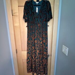 Baltic Born Velvet Maxi Dress Size XXL Jade & Bronze
